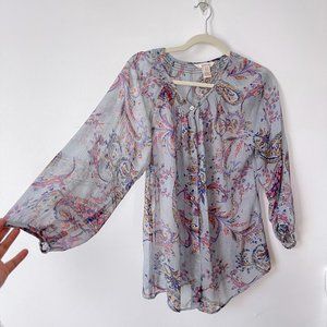 Sundance Womens Paisley Print Sheer Blouse In Multicolor Size S